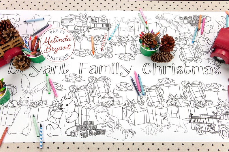 Christmas Gift Coloring Tablecloth Holiday Home Decorations - Etsy