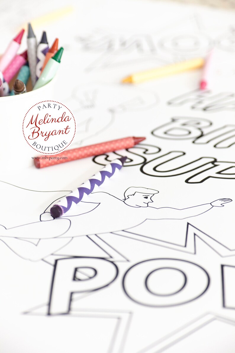 Super Hero Birthday Party Decor Coloring Tablecloth - Etsy