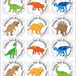 2,5-Zoll-Dinosaurier-Aufkleber Favor Kits Geburtstag Accessoires Cupcake Topper Etiketten Jurassic Treat Taschendekor für Jungen und Mädchen