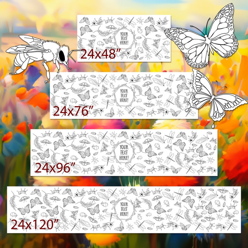 Insect Party Decorations Bug Birthday Decor Coloring Page Table Runner / Kids Craft Activities Personalized Gift Family Summer Barbecue Game image 3