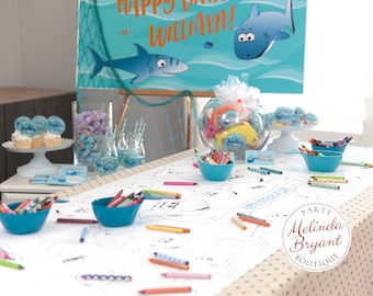 Personalized Under the Sea Birthday Decor Coloring Page Table Runner Pirate First Birthday Wedding Kids Craft Childrens Party Games Activity