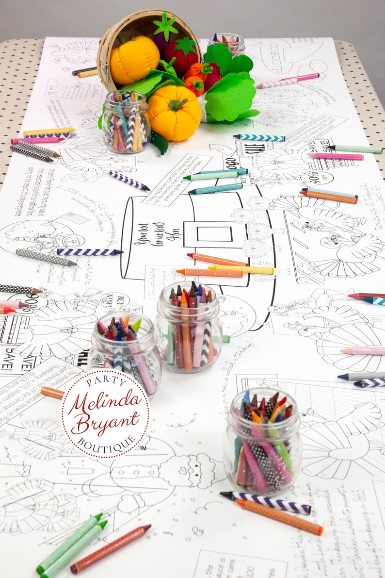 Thanksgiving Kids Table Decor Coloring Tablecloth Turkey - Etsy