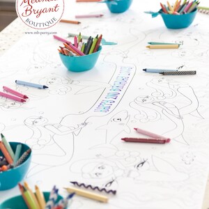 Mermaid Birthday Decor Coloring Page Table Runner Eco-friendly Disposable Tablecloth Recyclable Kids Craft Children's Party Games Activities image 8