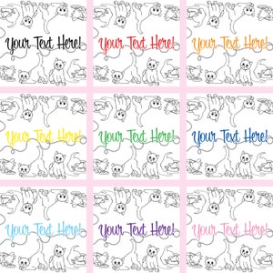This image shows optional text colors: black, red, orange, yellow, green, blue, baby blue, purple, or pink.