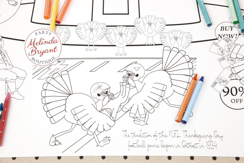 Thanksgiving Kids Table Decor Coloring Tablecloth Turkey - Etsy