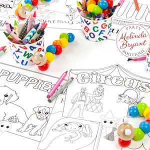 Bookworm and Storybook Themed Personalized Coloring Table Runner Birthday Party Decoration or Back to School Game for Kids Table Activity