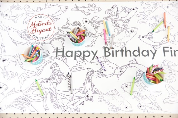 Goldfish Birthday Decor Coloring Page Table Runner Aquarium Birthday Decorations Wedding Kids Craft Children's Party Games Activities Il_570xn
