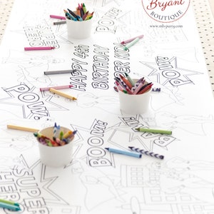 Super Hero Birthday Party Decor Coloring Tablecloth - Etsy