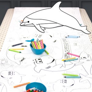 Ocean Coloring Table Runner / Personalized Under the Sea Birthday Party / Splish Splash Summer Bash / Disposable Paper Tablecloth
