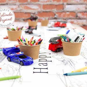 Emergency Vehicles Birthday Decorations Paper Table Runner Coloring Page Hero Themed Party First Responder Tablecloth Personalized Gift