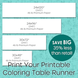 Print Your Paper Coloring Table Runner Printable Banner File Custom Tablecloth Party Games for All Ages and Abilities Toddler to Retirement image 1