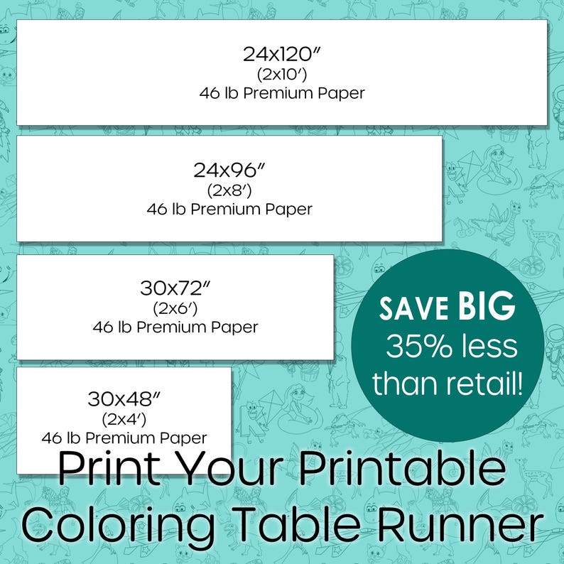 Print Your Paper Coloring Table Runner Printable Banner File Custom Tablecloth Party Games for All Ages and Abilities Toddler to Retirement image 1