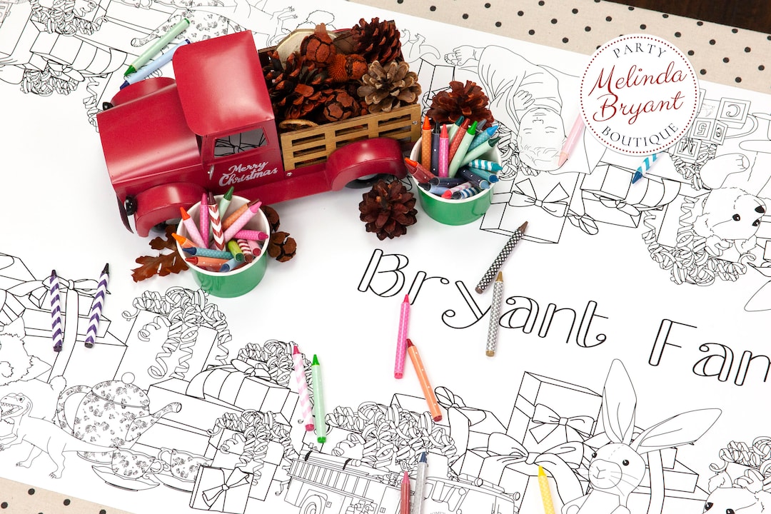 Christmas Gift Coloring Tablecloth Holiday Home Decorations Rustic