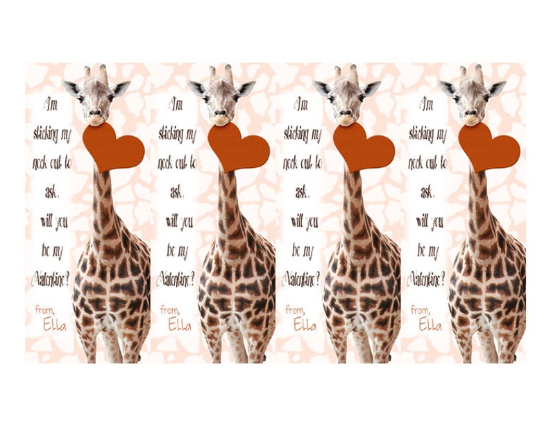 Printable Giraffe Valentines Day Card 2 5x6 Print At Etsy