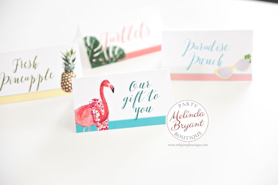 Printable Custom Tropical Themed Table Tents Flamingo Party Lets Flamingo Printables Food Tent Cards Food Labels Bridal Baby Shower Decor Il_570xn