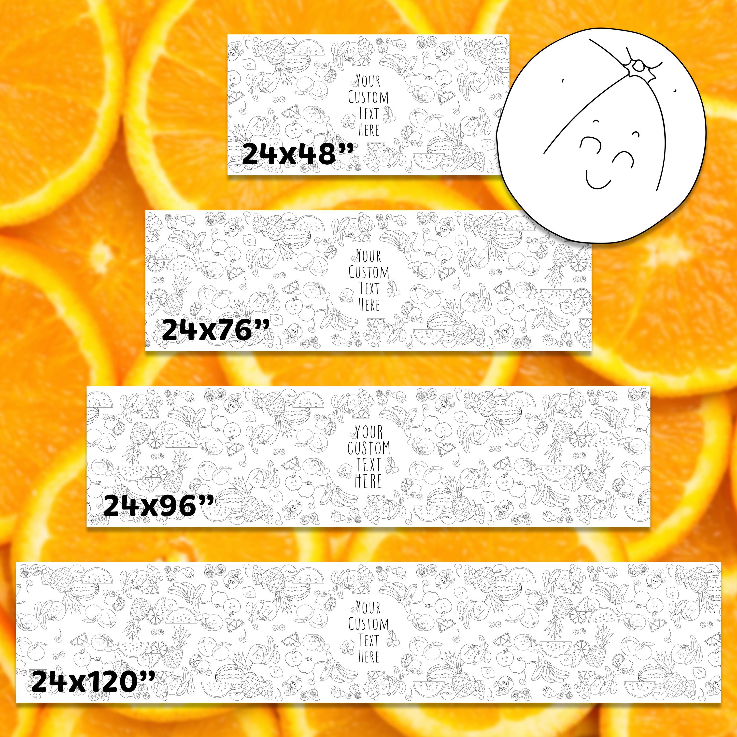 Kawaii Fruit Giant Birthday Coloring Page / Paper Table Runner for Kids ...