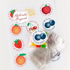 Kids Personalized Valentines Farmers Market Fruit Stand Themed Sticker Sheets, Optional Kits Include Bags / Easy Assembly Party Favor image 3