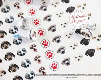 Personalized Puppy Dog Themed Valentine Candy Stickers for Kids / Birthday Party Dessert Table Decor for Puppy Themed Event