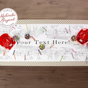 Personalized Fireman Birthday Decorations Coloring Table Runner ...