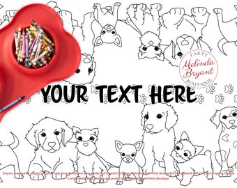 Runner da tavolo con cucciolo da colorare: decorazione per attività per feste di compleanno per cani