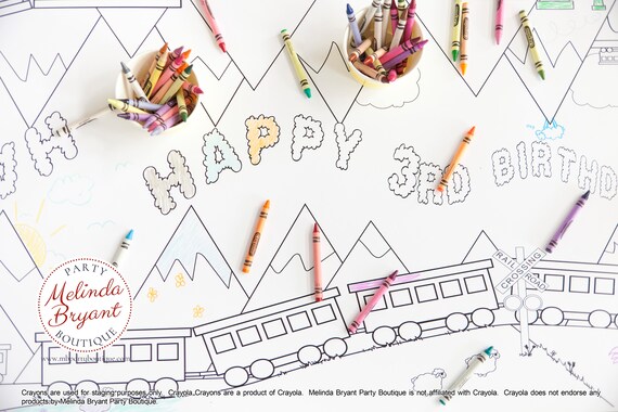 Train Birthday Coloring Tablecloth