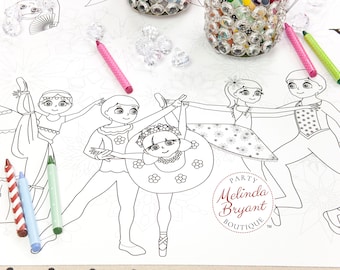 Nutcracker Ballet My Coloring Table Runner Holiday Gift and Fun Christmas Decor / Festive Paper Banner / Winter Wedding Kids Corner Craft