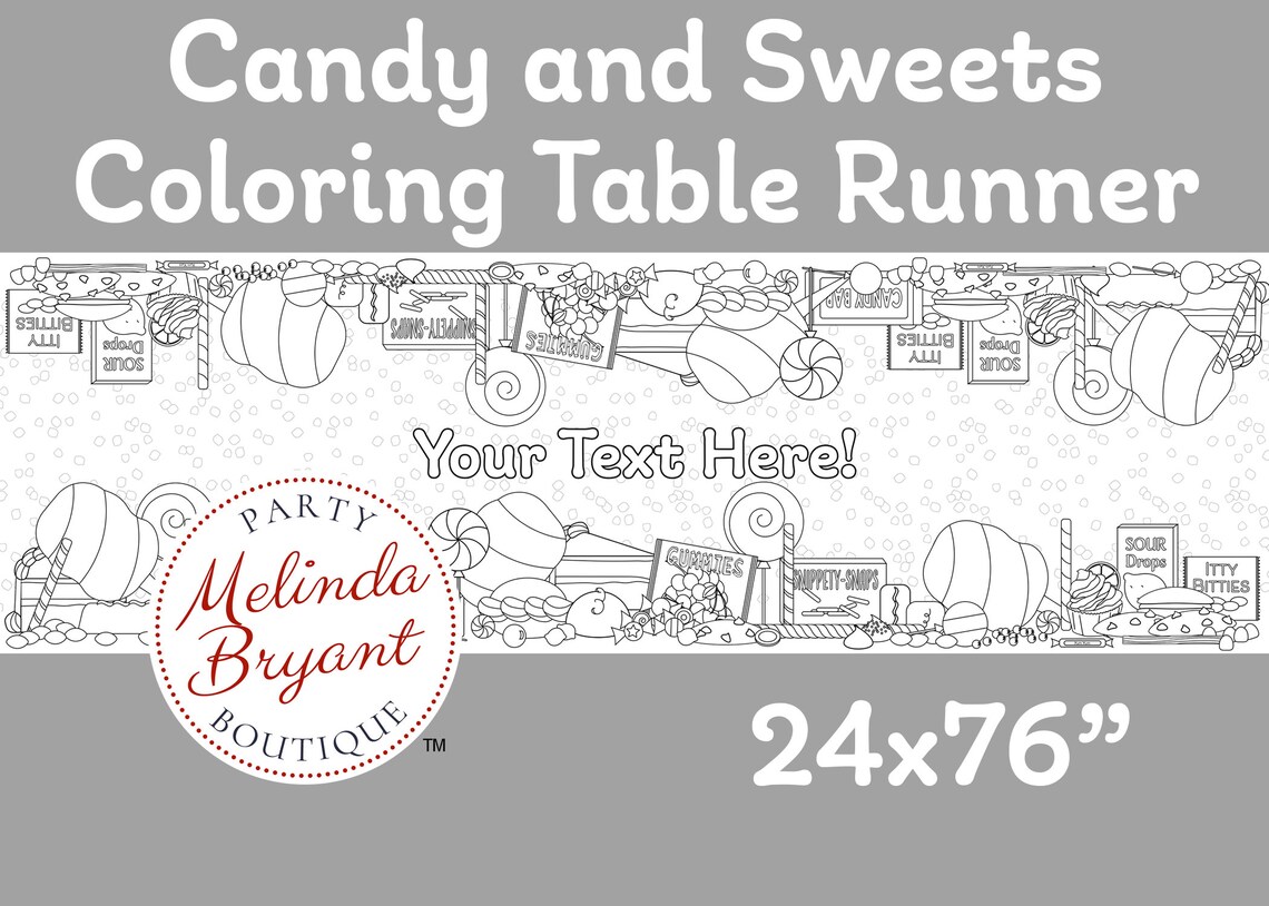 Candy and Sweets Theme Birthday Decor Coloring Page Table - Etsy