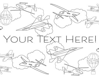 Airplane Birthday Decor Coloring Page Table Runner First Birthday Decorations Wedding Kids Table Children's Party Games Activities