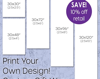 Print Your Own Design Custom Gift Wrap 2.5' Wide Rolls All Occasions Holidays Birthdays Showers Anniversaries Retirement Housewarming Grad