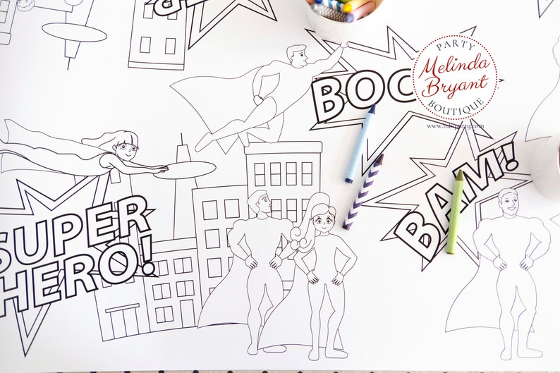 Super Hero Birthday Party Decor Coloring Tablecloth - Etsy