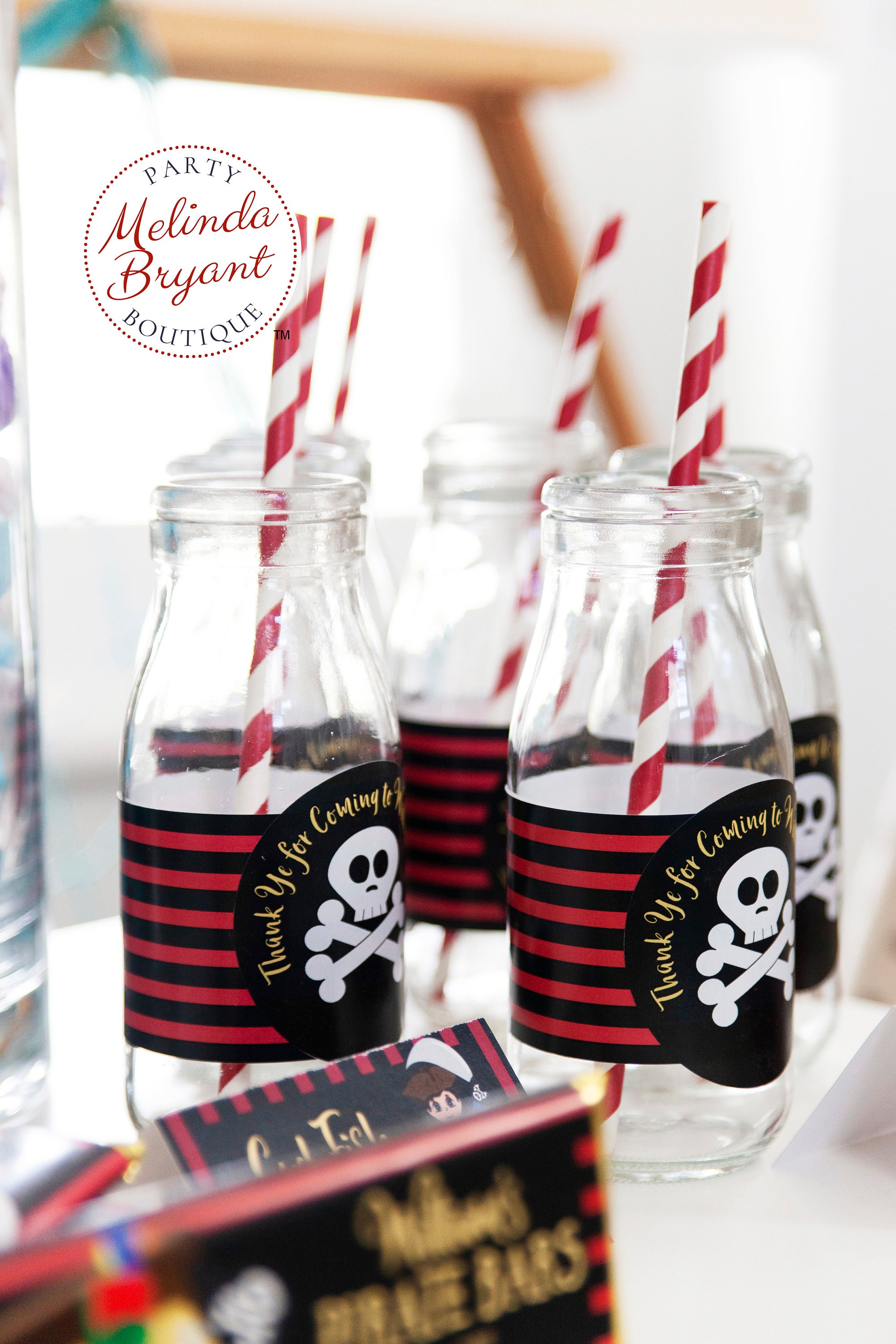Personalized Pirate Themed 25 inch Stickers and Decor Kits for Birthday Printed Custom Labels for Summer Pool Party Event