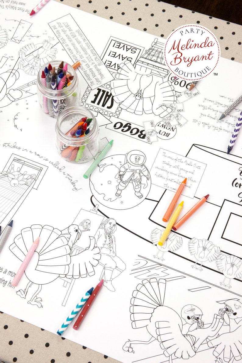 Thanksgiving Kids Table Decor Coloring Tablecloth Turkey - Etsy