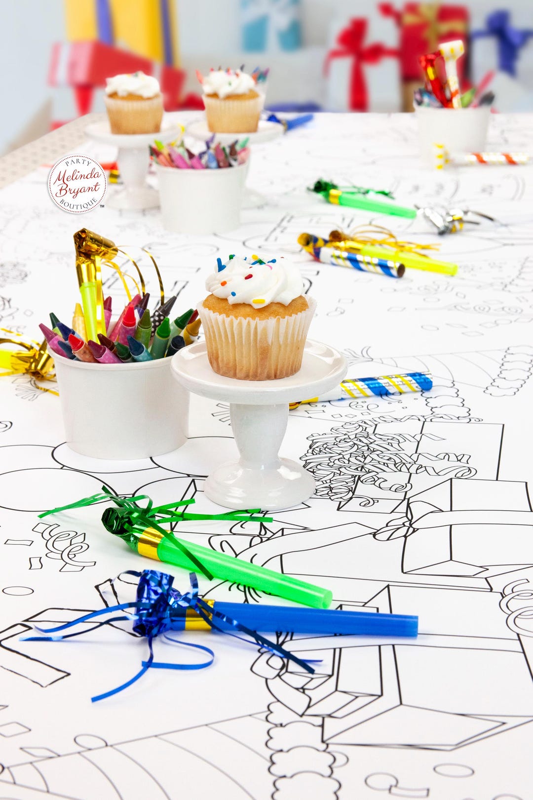 Birthday Cake Coloring Page Table Runner Paper Tablecloth Party Themed ...