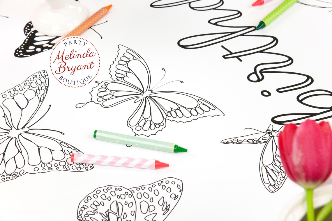 Butterfly Party Table Runner or Large Coloring Page Childrens - Etsy