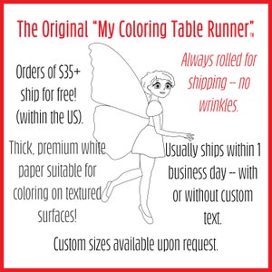 Personalized Fairy Birthday Decor Coloring Banner Paper Table Runner Garden Tea Party Wedding Kids Craft Children's Party Games Activities image 4