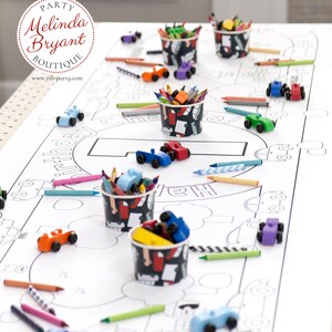 Cars and Trucks Birthday Decor Coloring Page Table Runner Personalized Gift / First Birthday Kids Table Activities / Children's Party Games