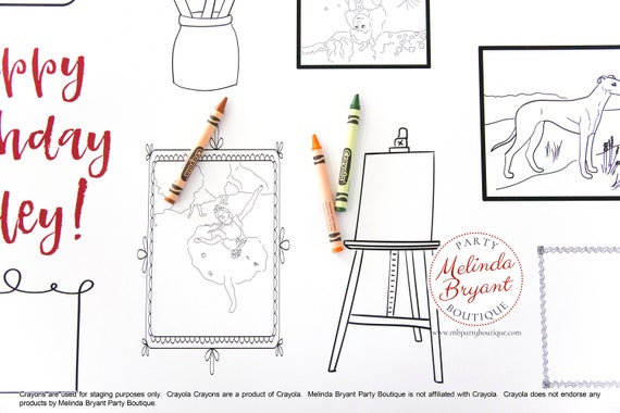 Artist Party Picture Frame Table Runner Coloring Page Art Birthday