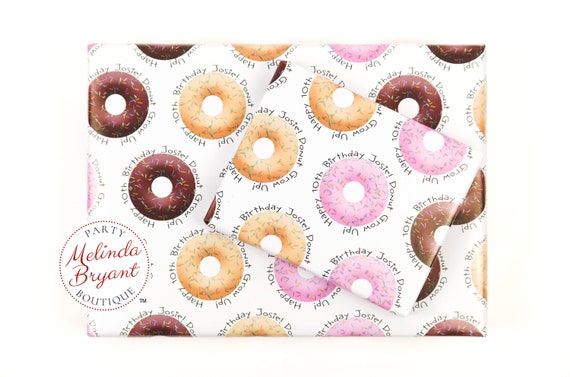 Personalized Pink Donuts With Sprinkles Gift Wrap Perfect for - Etsy
