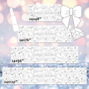 Fashion Doll Birthday Party Coloring Page Table Runner / Paper Banner ...