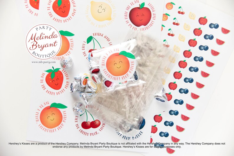 Kids Personalized Valentines Farmers Market Fruit Stand Themed Sticker Sheets, Optional Kits Include Bags / Easy Assembly Party Favor image 4