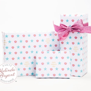 Carta da regalo personalizzata a tema oceano con stelle marine e conchiglie più il nome del bambino / carta da regalo personalizzata per la festa di compleanno dell'acquario