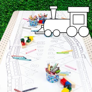 Personalized Train Birthday Coloring Table Runner for Kids Party Activities
