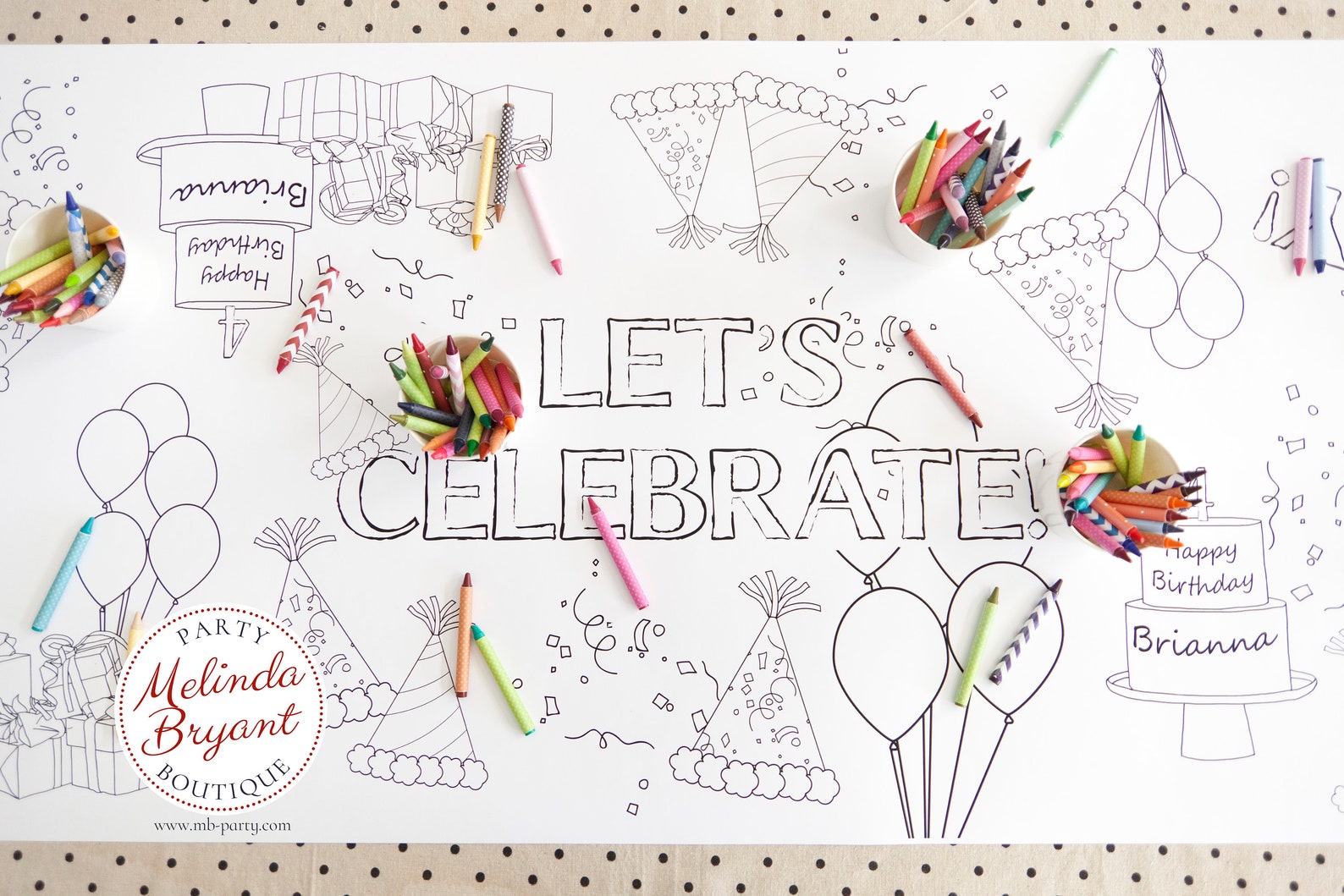 Birthday Coloring Page Table Runner Paper Tablecloth Party | Etsy