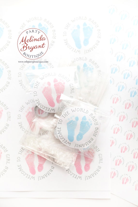 Personalized Baby Shower 75 Inch Candy Stickers Favor Kits Boy Girl