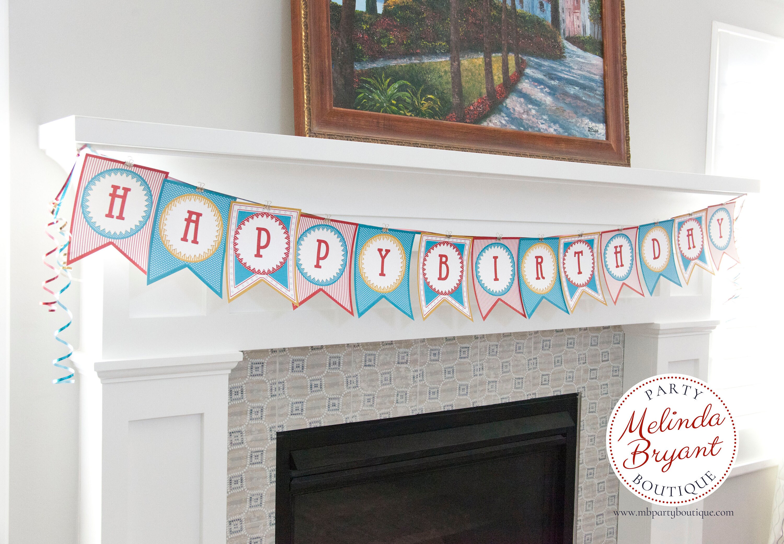 July 4th Party Printable Banner Vintage Circus Themed Etsy