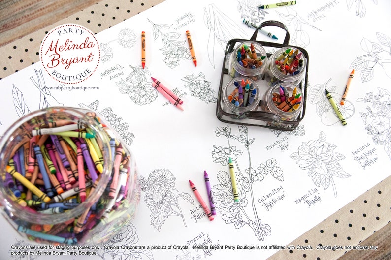 Kids Table Runner Coloring Page Flower Themed Wedding Decor | Etsy