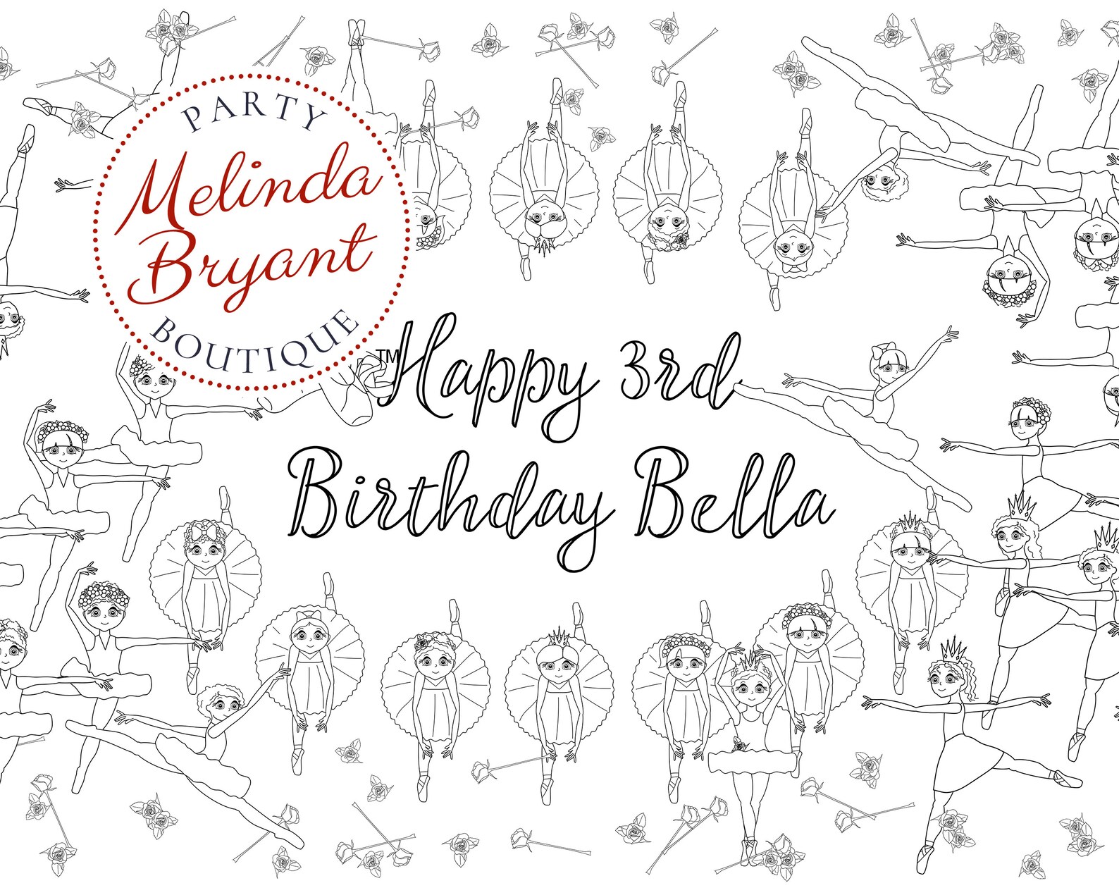 Ballerina Birthday Decor Coloring Page Table Runner Dance | Etsy