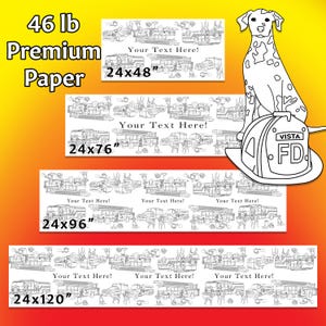 Personalized Fireman Birthday Decorations Coloring Table Runner ...
