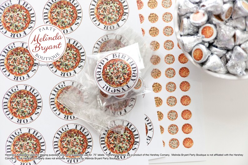 Personalized Pizza Party Decor Stickers 2.5 inch Boys Girls Favor Kits with Bags Printed Labels Custom Thank You Gift