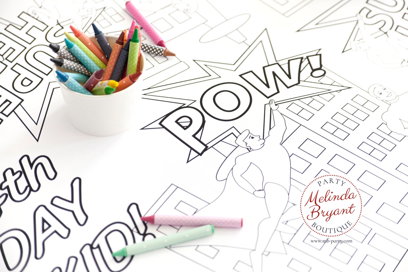 Super Hero Birthday Party Decor Coloring Tablecloth - Etsy